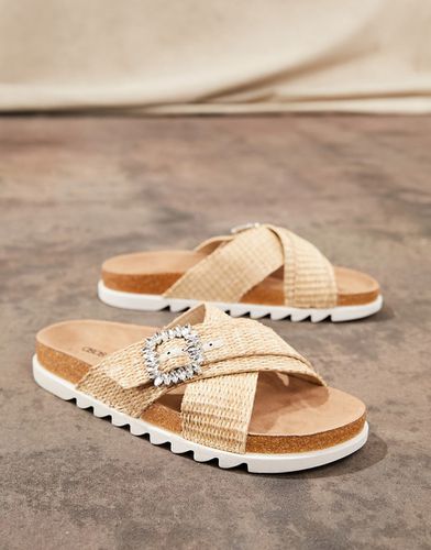 Flaunt - Sandales plates en raphia à brides croisées - Naturel - Asos Design - Modalova