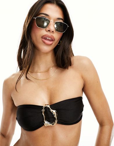 Haut de bikini bandeau épuré avec détail doré - Asos Design - Modalova
