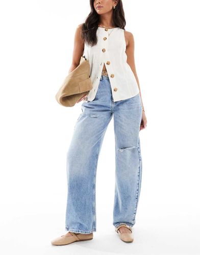 Jean ample  taille haute et dchirures - moyen authentique - Asos Design - Modalova