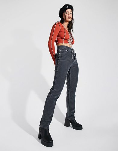 Jean droit taille mi-haute style années 90 en velours côtelé - Granit - Asos Design - Modalova