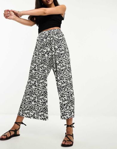 Jupe-culotte ample et plissée à imprimé animal - Noir et blanc - Asos Design - Modalova