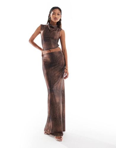 Jupe droite longue d'ensemble en satin stretch - serpent - Asos Design - Modalova