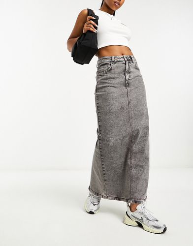 Jupe longue en jean à ourlet fendu - délavé - Asos Design - Modalova