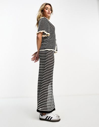 Jupe longue en maille à rayures - Noir et blanc - Asos Design - Modalova