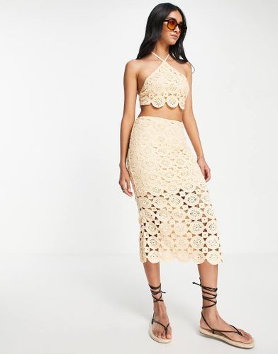 Jupe mi-longue d'ensemble au crochet - Abricot - Asos Design - Modalova