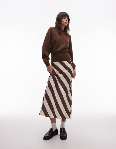 Jupe raye mi-longue en satin coup en biais - Asos Design - Modalova