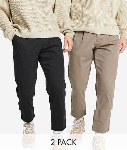 Lot de 2 pantalons chino coupe cigarette - Marron délavé et noir (économie) - Asos Design - Modalova