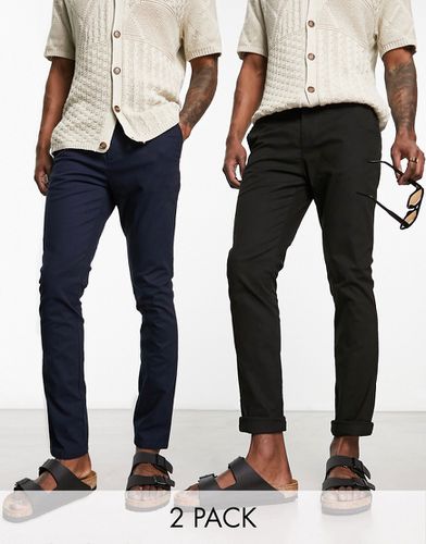 Lot de 2 pantalons chino skinny - Noir et bleu marine - ÉCONOMIE - Asos Design - Modalova