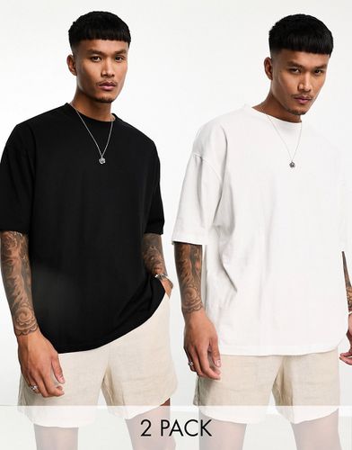Lot de 2 t-shirts oversize ras de cou - Noir et blanc - Asos Design - Modalova