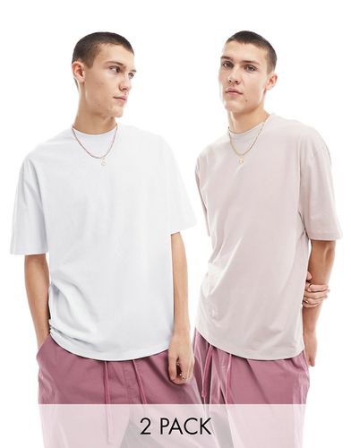 Lot de 2 t-shirts oversize - Rose délavé et gris - Asos Design - Modalova