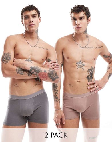 Lot de 2 boxers en jersey - Marron/anthracite - Asos Design - Modalova