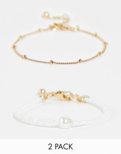 Lot de 2 bracelets avec petites perles et chaîne à boules - Asos Design - Modalova
