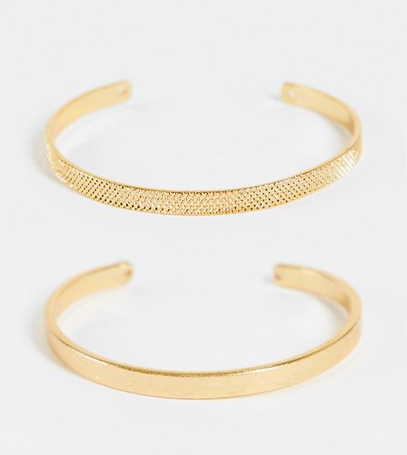 Lot de 2 bracelets joncs en plaqué or 14 carats - Asos Design - Modalova