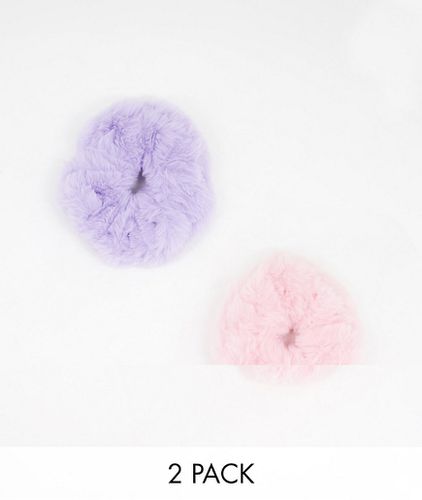 Lot de 2 chouchous en fourrure - Rose pastel et violet - ASOS DESIGN - Modalova