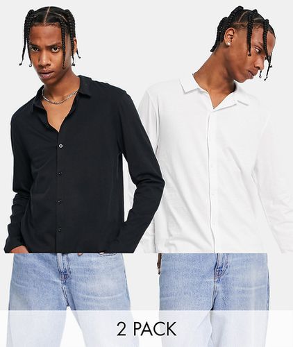 Lot de 2 chemises manches longues en jersey - Noir et blanc - Asos Design - Modalova
