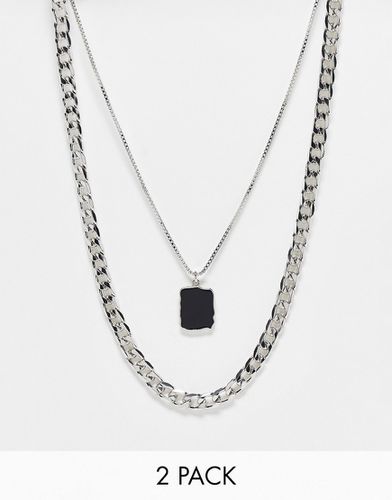 Lot de 2 colliers avec pendentif noir - Asos Design - Modalova
