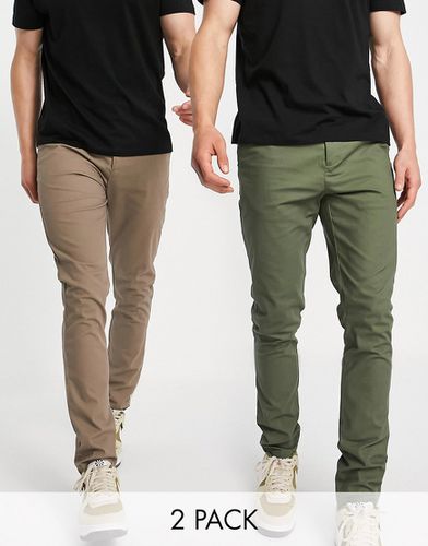 Lot de 2 pantalons chino ajustés - Taupe foncé/kaki - Asos Design - Modalova