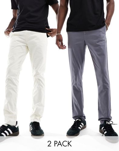Lot de 2 pantalons chino skinny - Blanc cassé et anthracite - Asos Design - Modalova