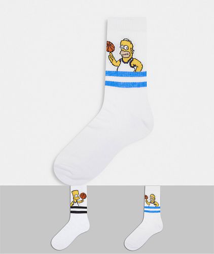 Lot de 2 paires de chaussettes de sport à imprimé Bart et Homer - Asos Design - Modalova
