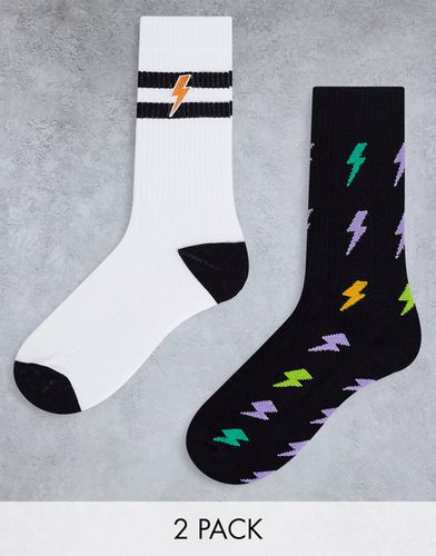 Lot de 2 paires de chaussettes de sport à motifs éclairs - ASOS DESIGN - Modalova