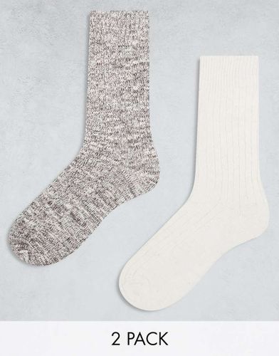 Lot de 2 paires de chaussettes en maille torsadée - Marron - Asos Design - Modalova