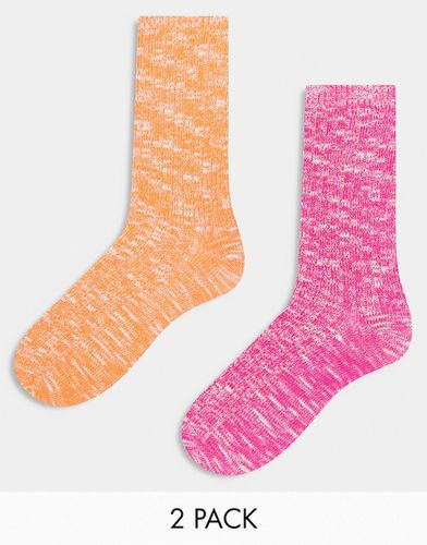 Lot de 2 paires de chaussettes effet torsadé - Rose/orange fluo - Asos Design - Modalova