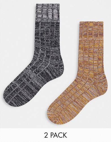 Lot de 2 paires de chaussettes épaisses - et beige moucheté - Asos Design - Modalova