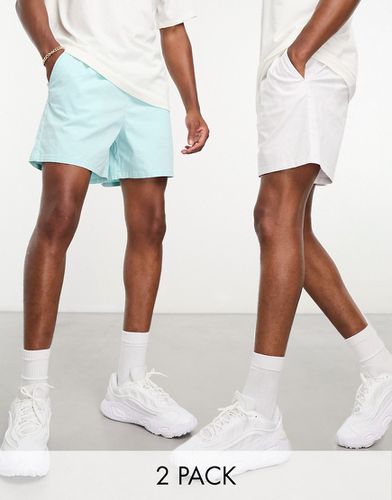 Lot de 2 shorts chino amples courts - Blanc et bleu clair - Économie - Asos Design - Modalova