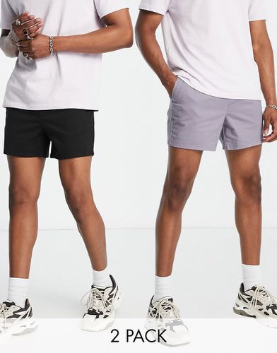 Lot de 2 shorts chino slim courts - Bleu et noir - Économie - Asos Design - Modalova