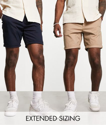 Lot de 2 shorts chino slim mi-longs - Taupe/bleu marine - Économie - Asos Design - Modalova