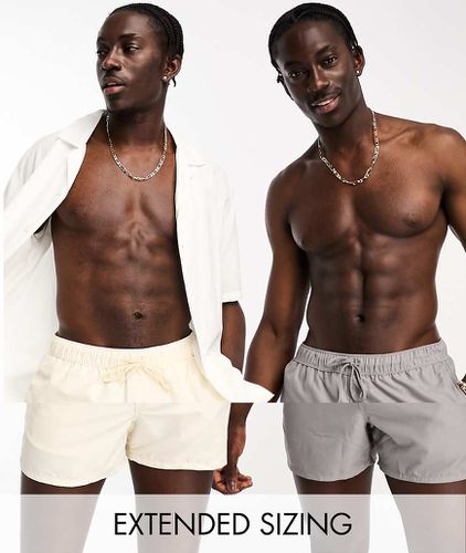 Lot de 2 shorts de bain courts - Blanc et anthracite - Asos Design - Modalova