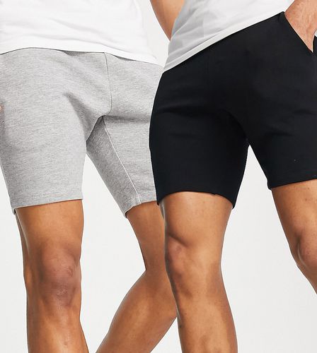Lot de 2 shorts skinny en jersey - Gris chiné/noir - Asos Design - Modalova