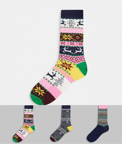 Lot de 3 paires de chaussettes avec motif jacquard - Asos Design - Modalova