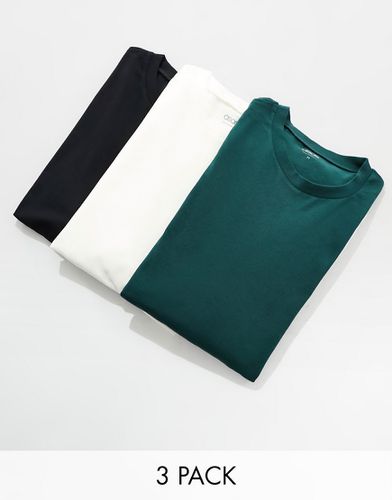 Lot de 3 t-shirts oversize à manches longues - Noir, écru et vert - Asos Design - Modalova