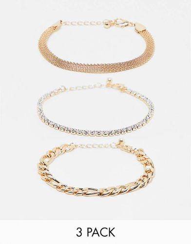 Lot de 3 bracelets chaînes variés avec cristaux - Asos Design - Modalova