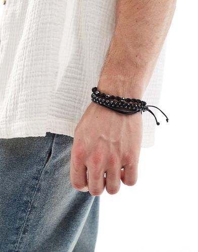 Lot de 3 bracelets en corde et perles hématite - Asos Design - Modalova