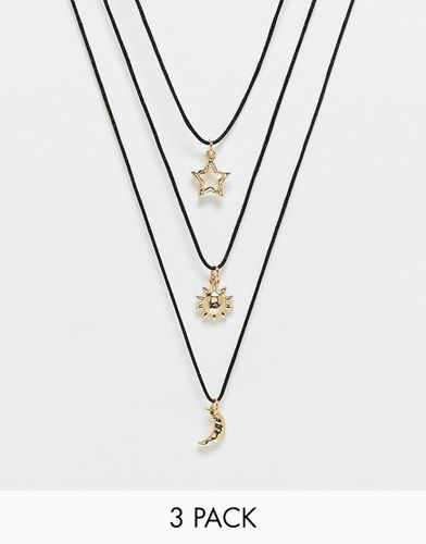 Lot de 3 colliers avec cordon à motifs célestes - Asos Design - Modalova