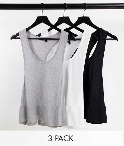 Lot de 3 débardeurs avec dos nageur prononcé - Blanc, noir et gris chiné - Asos Design - Modalova