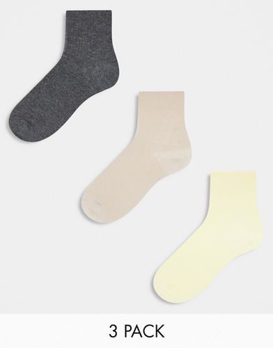 Lot de 3 paires de chaussettes côtelées - Pastel - Asos Design - Modalova