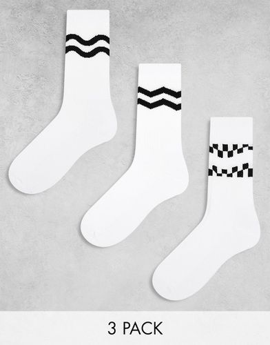 Lot de 3 paires de chaussettes à bandes ondoyantes - Asos Design - Modalova