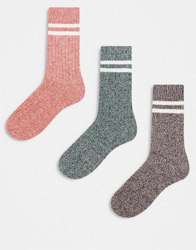 Lot de 3 paires de chaussettes à rayures en maille torsadée - Asos Design - Modalova