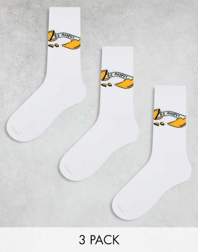 Lot de 3 paires de chaussettes avec imprimé biscuits chinois - Asos Design - Modalova