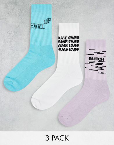 Lot de 3 paires de chaussettes de sport thème jeux vidéo - Asos Design - Modalova