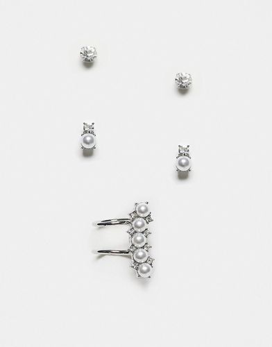Lot de 3 paires de boucles d'oreilles et bijou d'oreille avec strass et pierres - Asos Design - Modalova
