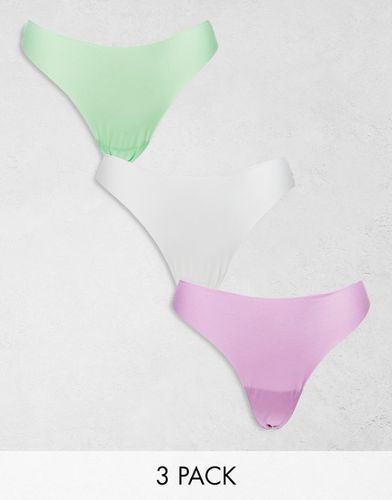 Lot de 3 strings anti-démarcations en dentelle - Blanc/lilas/pistache - Asos Design - Modalova