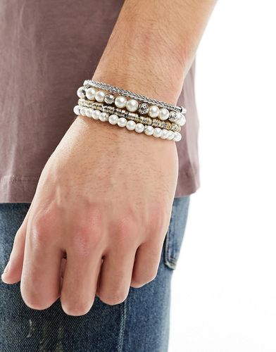 Lot de 4 bracelets variés ornés de perles - Asos Design - Modalova