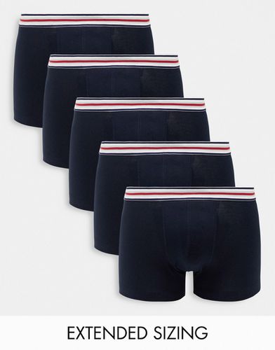 Lot de 5 boxers à taille rayée - Bleu marine - Asos Design - Modalova
