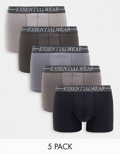 Lot de 5 boxers avec taille à inscription Essentials » - Asos Design - Modalova