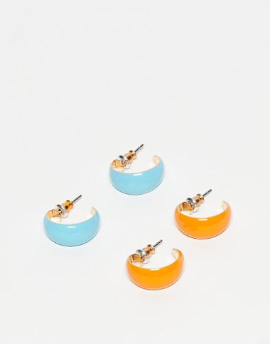 Lot de paires de petites croles avec dtail en mail - Orange/bleu - Asos Design - Modalova