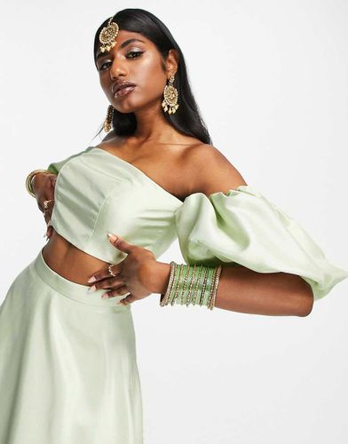 Lehenga - Top d'ensemble en satin - sauge - Asos Design - Modalova